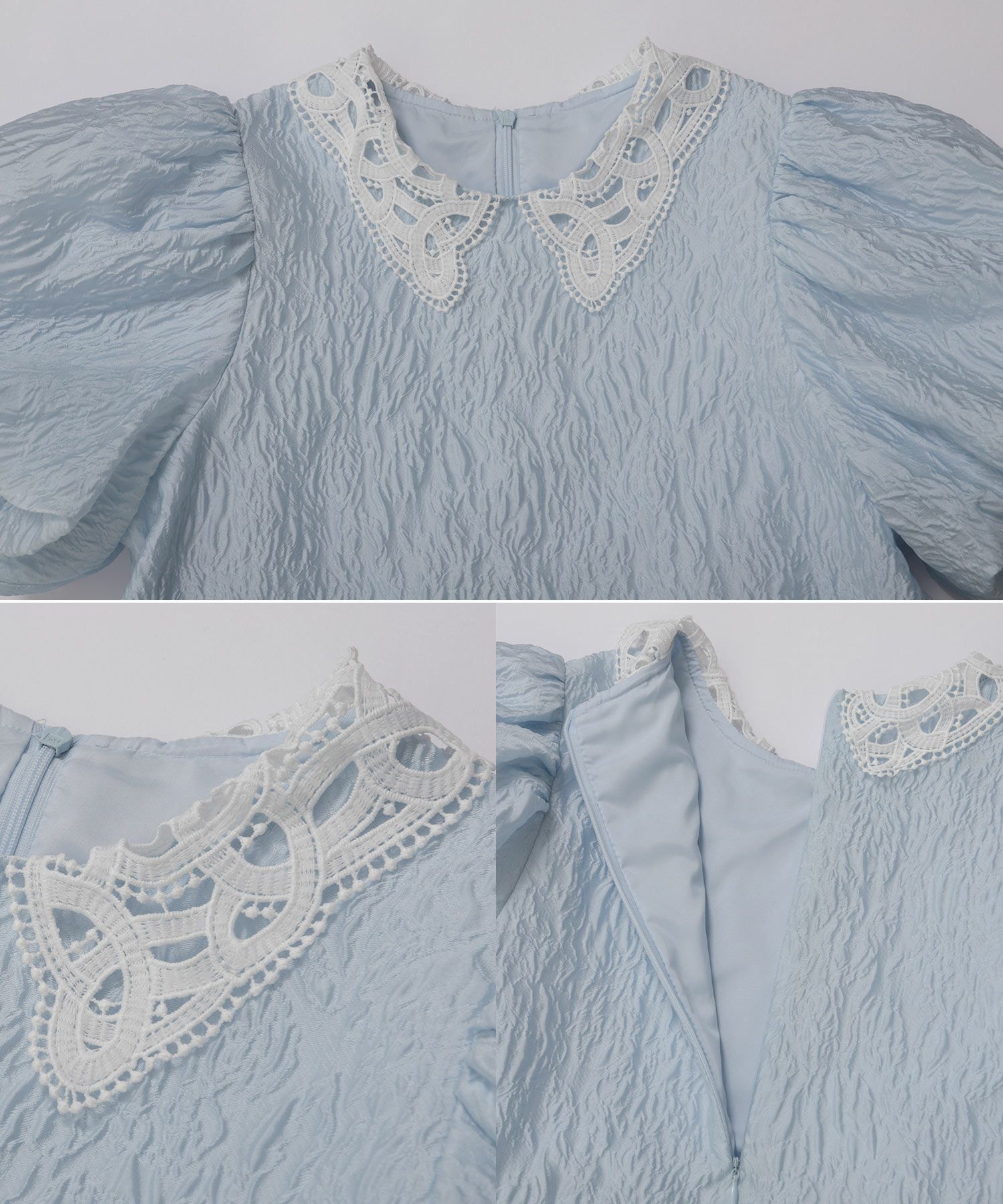 レース衿ジャガードペプラムトップス 【予約3/27～順次発送】【宅配便